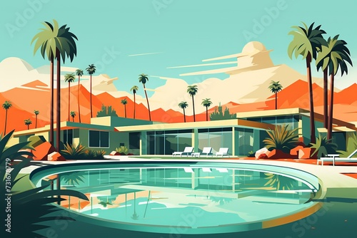 Palm Springs Desert Modern Illustration

