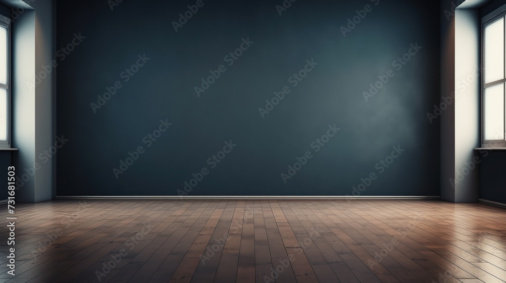 Empty dark room with windows Empty dark room with windows