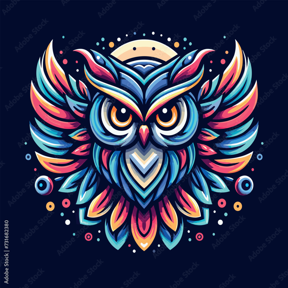 Vector colorful bird owl mascots logo design illustration modern style, Generative Ai