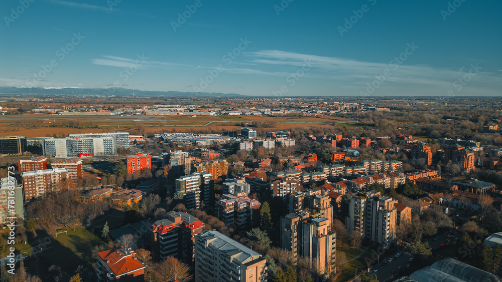 Fototapeta premium Aerial Photography Italy City San Donato Milanese. Milan, Italiy, Lombardia. Italiano Fotografia aerea Italia Citta San Donato Milanese. Milano, Italia, Lombardia.