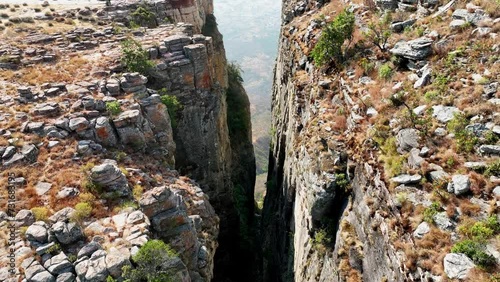 Aerial of Tundavale rock cliff, Lubango, Angola, Africa photo