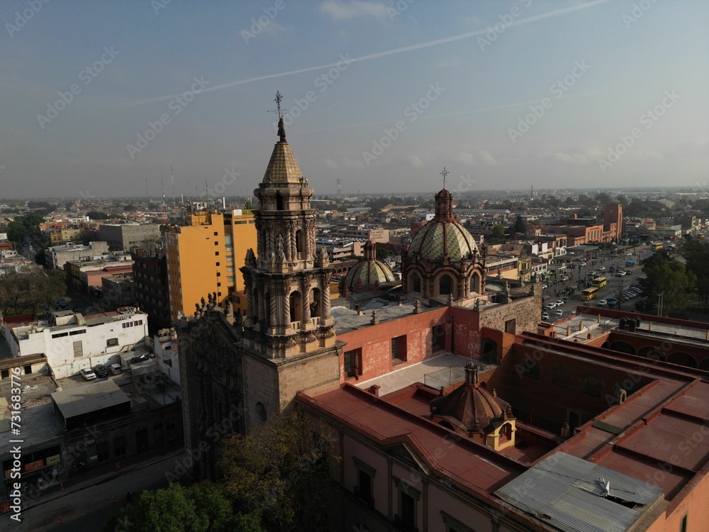 Aerial view of the San Luis Potosi Cathedral in Mexico, a stunning architectural masterpiece