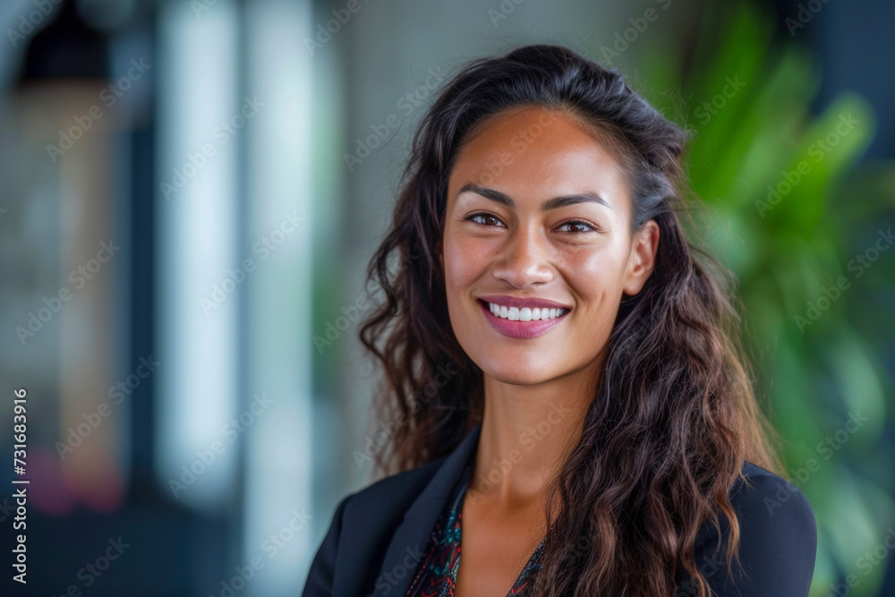 A woman with long hair and a black blazer smiles directly at the camera. A woman with long hair and a black blazer smiles directly at the camera.