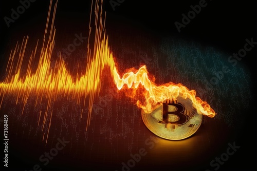 Bitcoin disintegrating to pieces - concept of failure of crypto currency