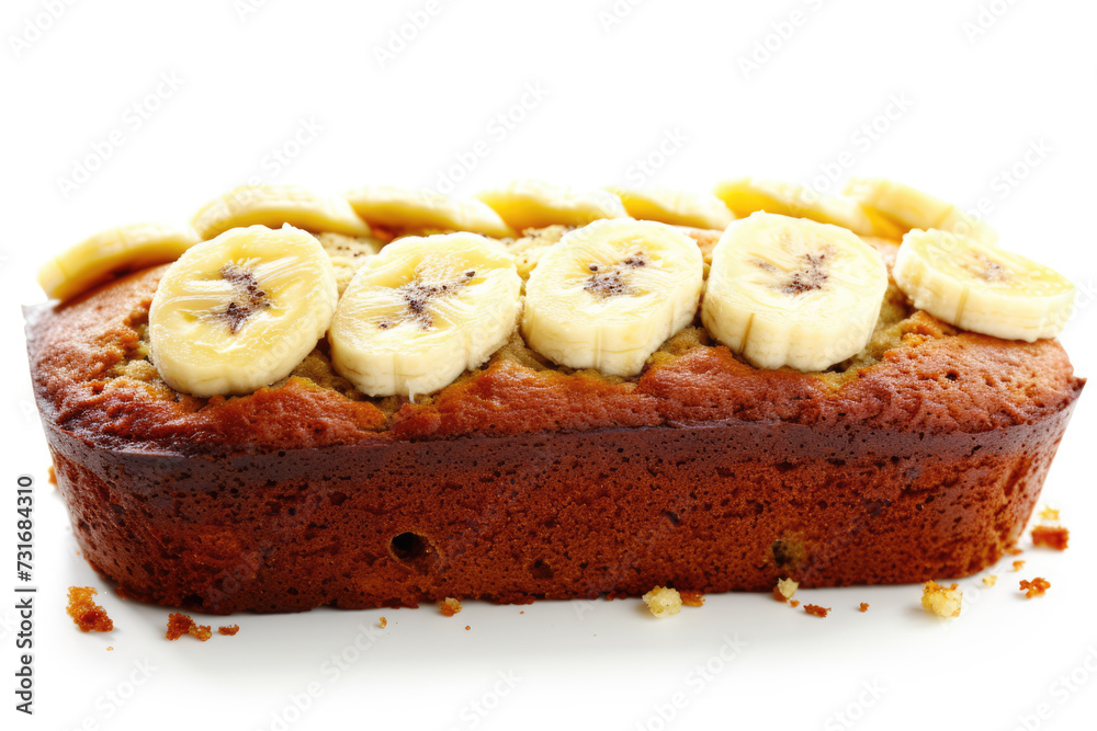 Banana bread isolated on a white background.