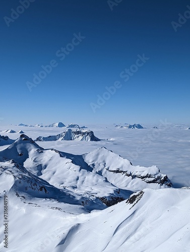 Canvas Print Daytime view of the snowy mountains
