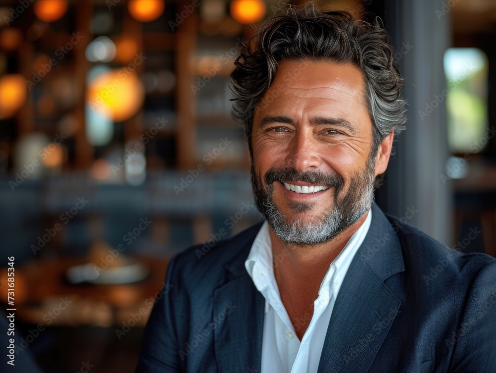 Portrait of handsome smiling businessman with suit in office background Portrait of handsome smiling businessman with suit in office background