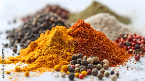 Close-up photo of a heap of colorful spices