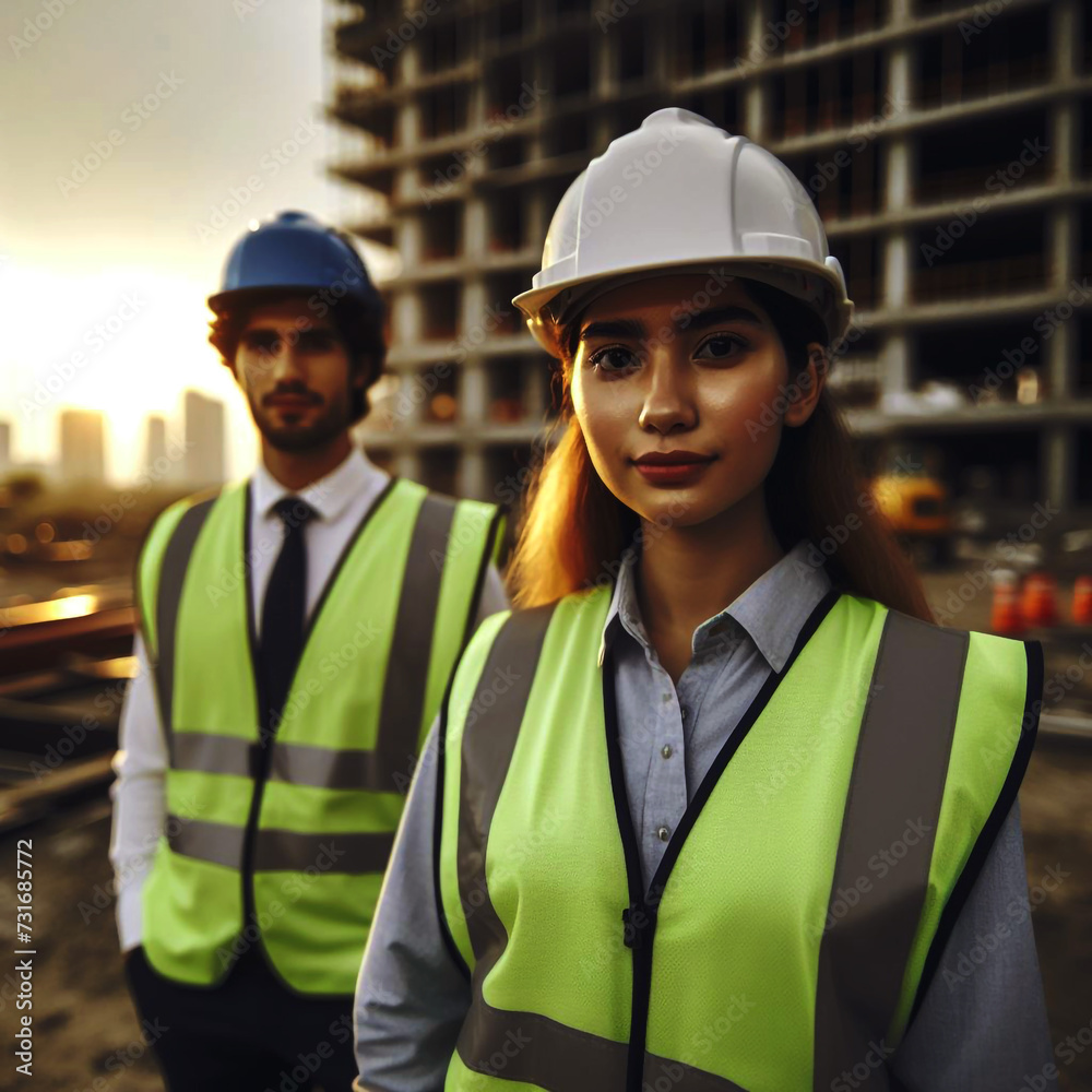 a person in a hard hat and safety vest at a construction site a person in a hard hat and safety vest at a construction site