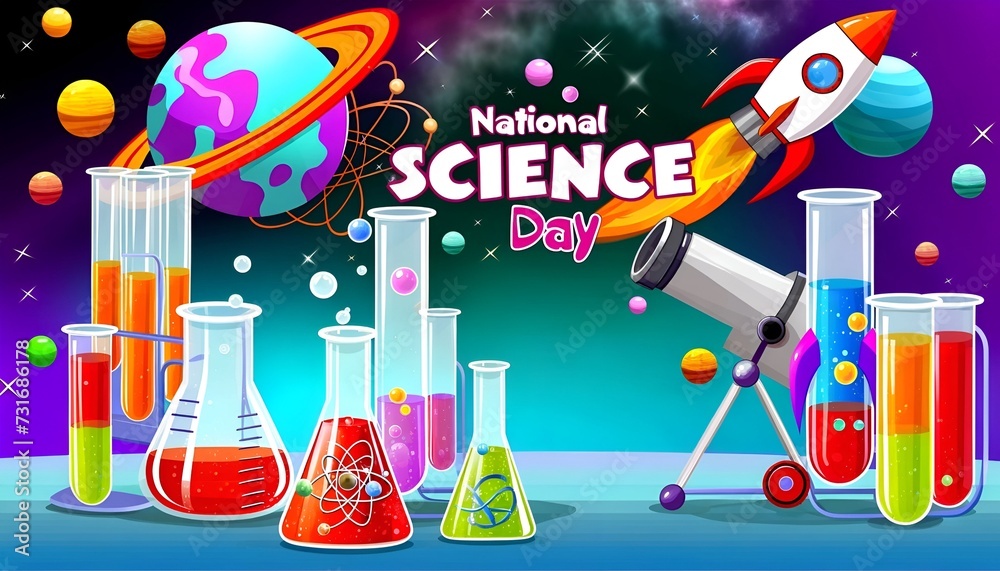 Illustration for india national science day with scientific elements. Illustration for india national science day with scientific elements.