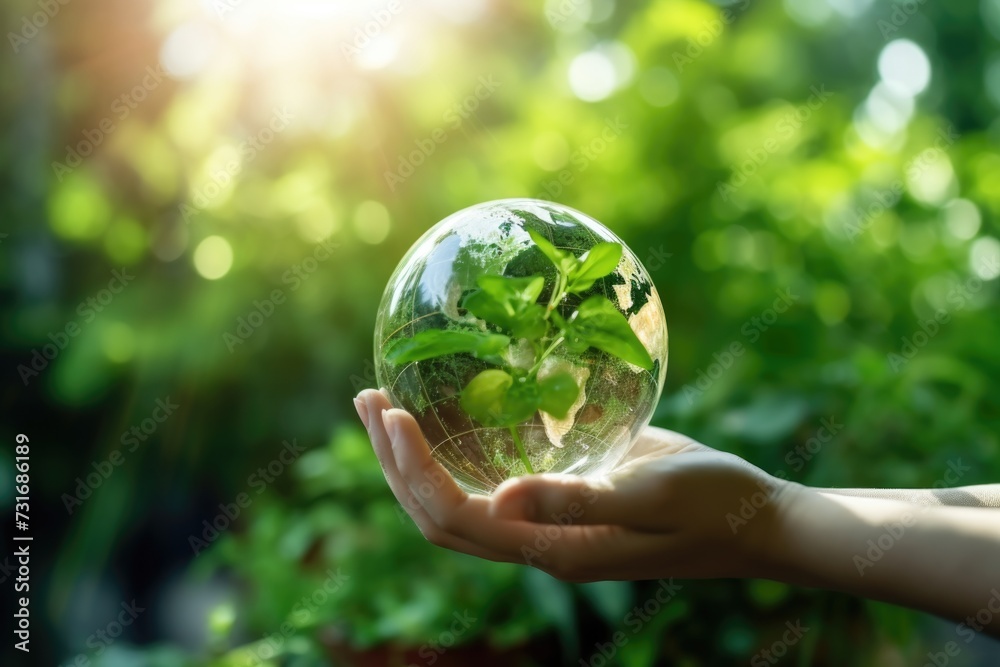 Human hand holding earth in garden, sustainable environment. Human hand holding earth in garden, sustainable environment.