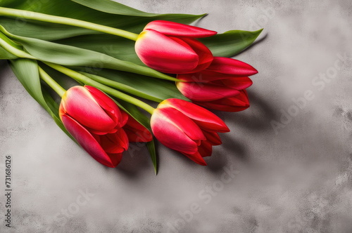 Red Tulips on a Textured Background