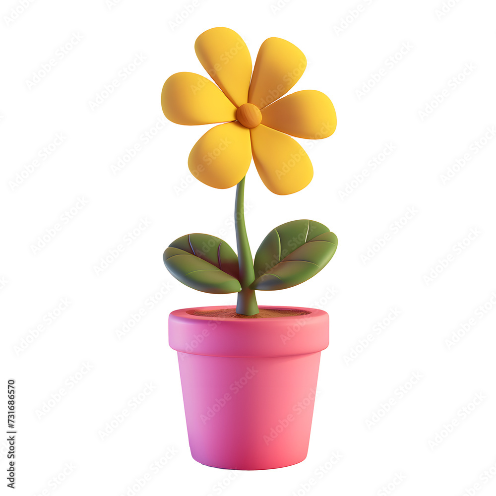 3D model of cartoon flower isolated on transparent background 3D model of cartoon flower isolated on transparent background