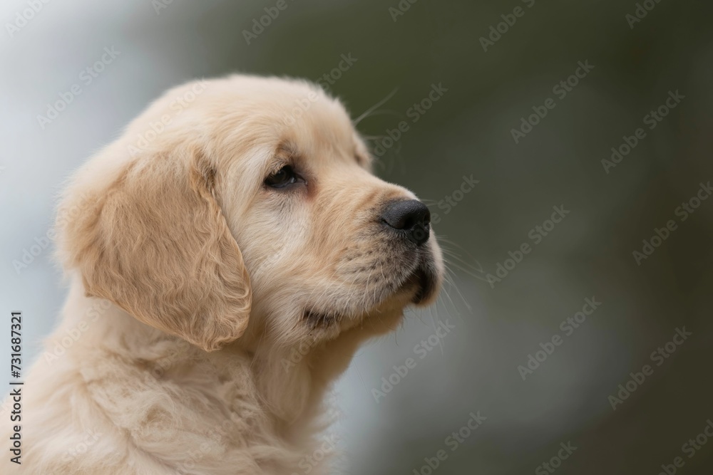 Closeup shot of an adorable Golden retriever puppy.