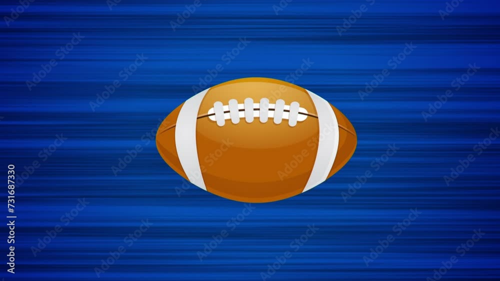 Flying football on blue background. Animation of flying object ...