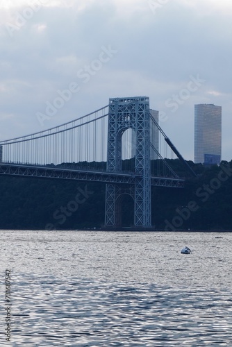 A vertical shot of the George Washington Bridge