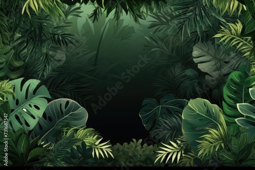 Nature leaves in green tropical forest illustration