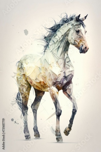 AI generated illustration of a horse with geometric patterns