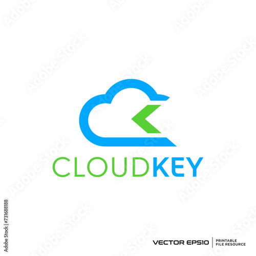 Cloud key logo vector illustration