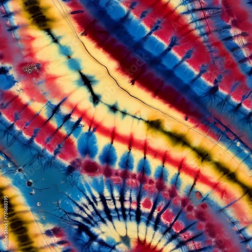 An AI generated illustration of a seamless tie dye pattern with blues, purples, yellows and pinks