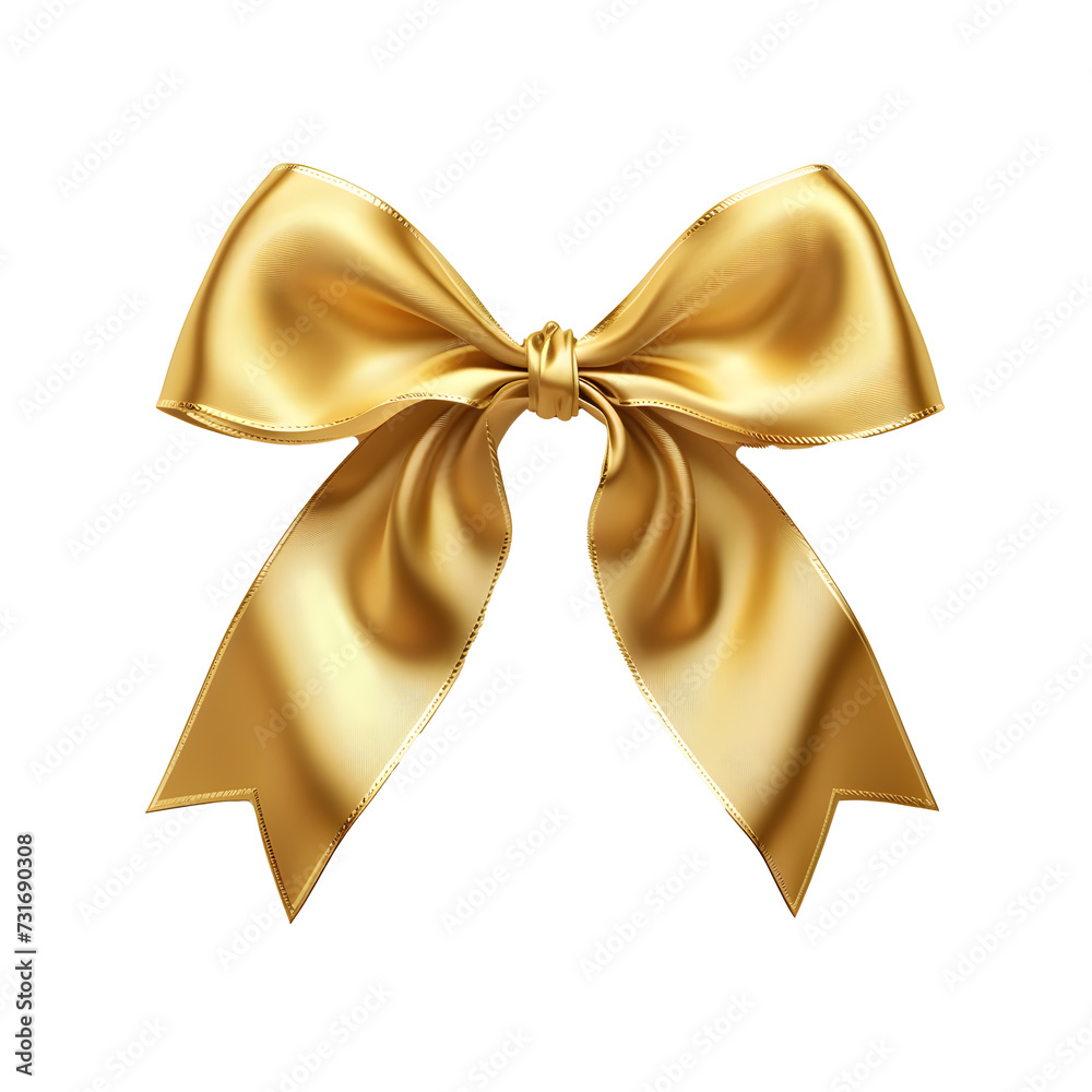 Naklejka premium Golden bow isolated on transparent background