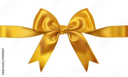 Golden bow isolated on transparent background