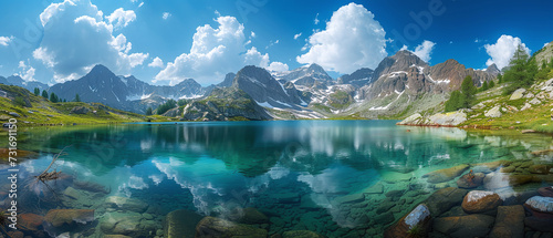 Crystal Clear Lake in Majestic Mountain Landscape