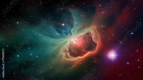 AI generated Orion Nebula in starry earth sky