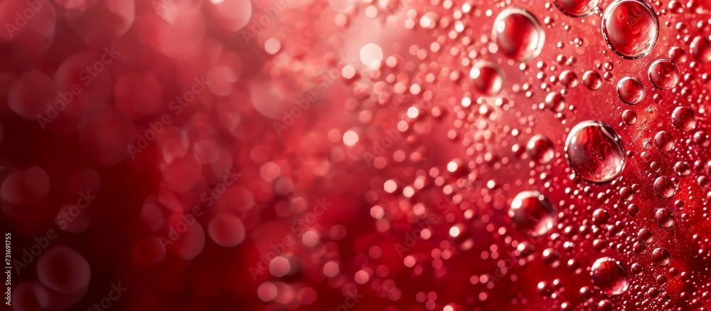 A close-up of water droplets on a pink surface, resembling a pattern on a terrestrial plant, with a magenta hue and moist texture. A close-up of water droplets on a pink surface, resembling a pattern on a terrestrial plant, with a magenta hue and moist texture.
