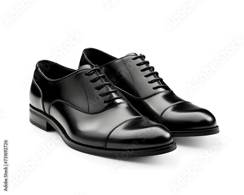 Classic black oxford shoes isolated on a white background. Generative AI.