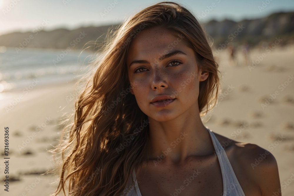 A portrait of a woman at the beach. A portrait of a woman at the beach.