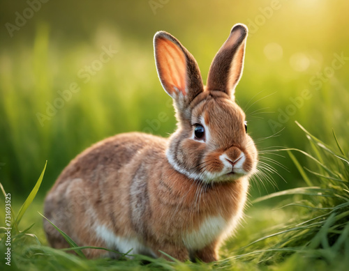 Rabbit walking on the grass