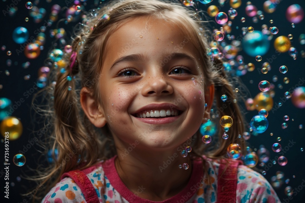 A portrait of a girl with a playful and mischievous grin A portrait of a girl with a playful and mischievous grin