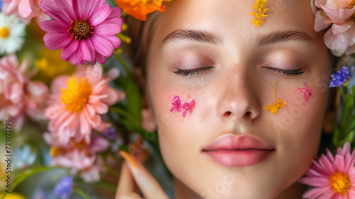 Gesunde Haut durch Hautpflege und Wellness Massage Frau als Model für Pflegeprodukte Generative AI © Imagecreator