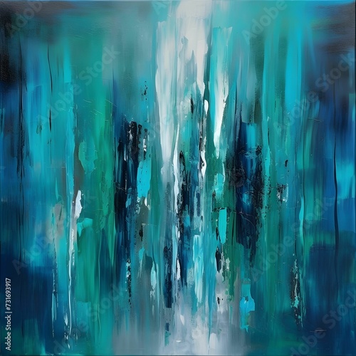 AI generated illustration of a blue abstract oil painting creating a vibrant display