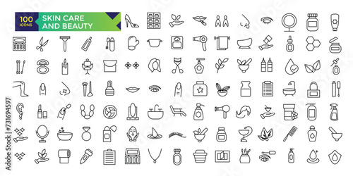 Skin Care and Beauty icon set line icon pack symbol collection