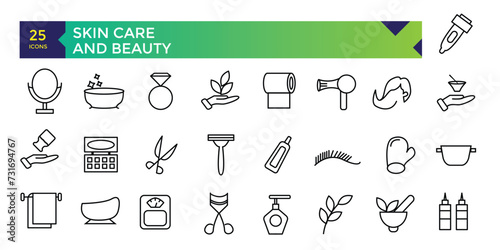 Skin Care and Beauty icon set line icon pack symbol collection