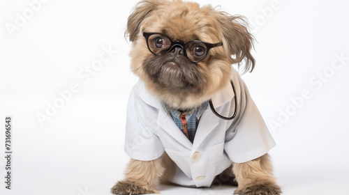 dog, Brussels Griffon in doctor gown