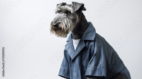 dog, Kerry Blue Terrier dog in doctor gown
