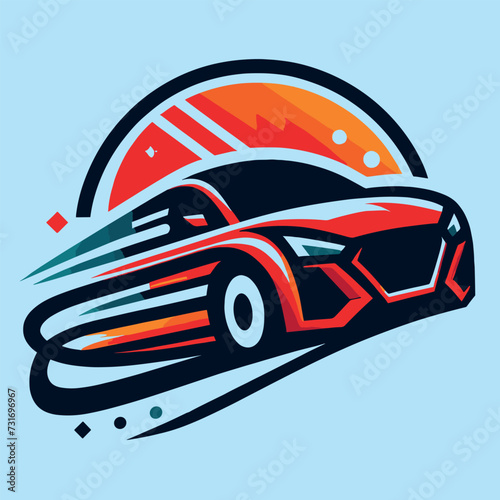 Vector flat design car logo design, Generative Ai
