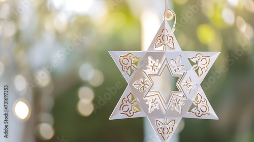 Obraz na płótnie Islamic concept Decoration white star with traditional lantern w salonie