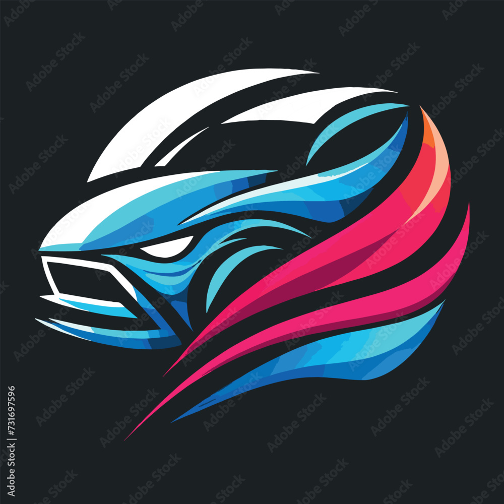 Vector flat design car logo design, Generative Ai Vector flat design car logo design, Generative Ai