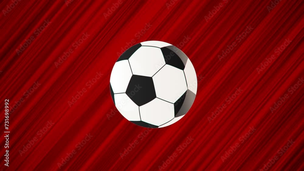 Flying soccer ball on red background. Looped animation of throwing a ...