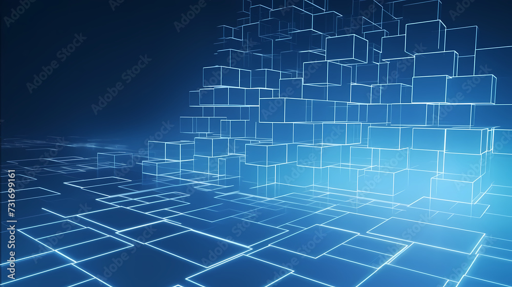 Blue background with glowing connections, network concept, digital illustration Blue background with glowing connections, network concept, digital illustration