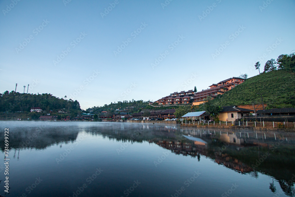 Fototapeta premium Village next to the river