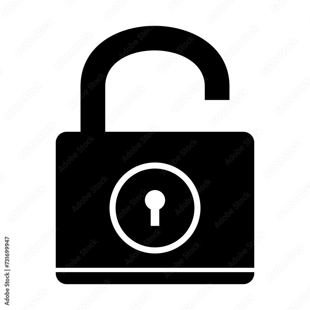 Unlock Icon in trendy flat style isolated. Security symbol for your web site design. Vector illustration. Black isolated icon of unlocked on white background. Set of Silhouette of unlocked. Unlock Icon in trendy flat style isolated. Security symbol for your web site design. Vector illustration. Black isolated icon of unlocked on white background. Set of Silhouette of unlocked.