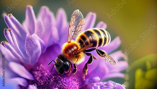 AI generated bee perching on purple flower