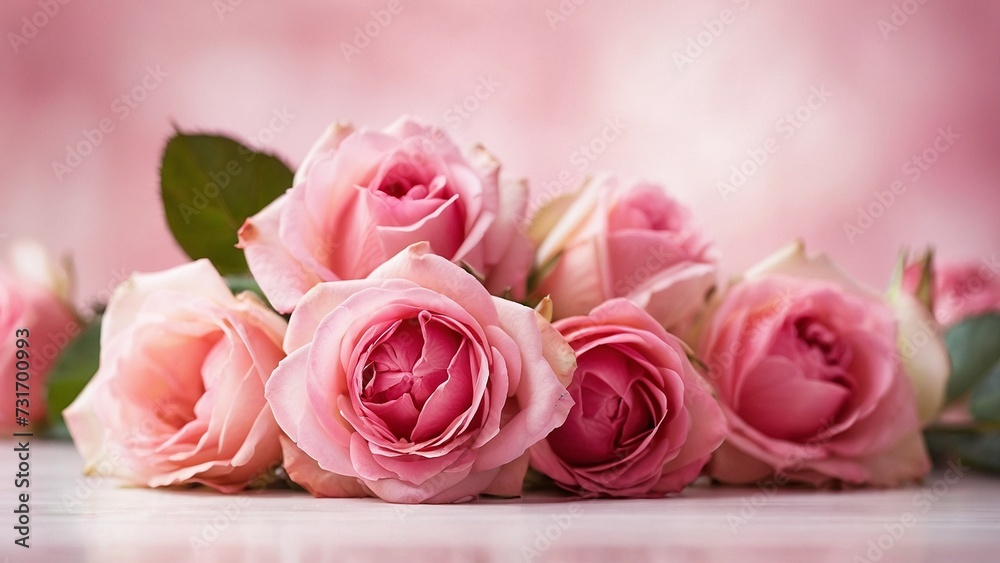 Bouquet of pink roses on a wooden background Bouquet of pink roses on a wooden background