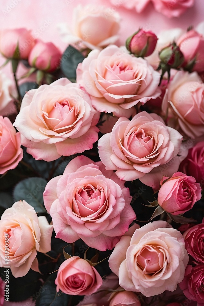 Bouquet of pink roses on a wooden background Bouquet of pink roses on a wooden background