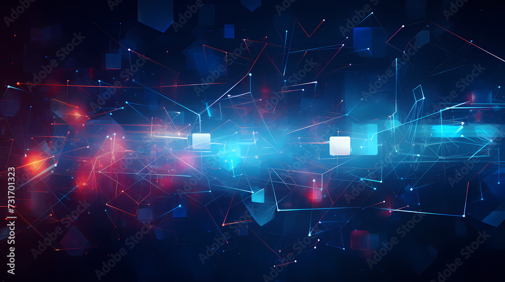 Fototapeta premium Blue background with glowing connections, network concept, digital illustration